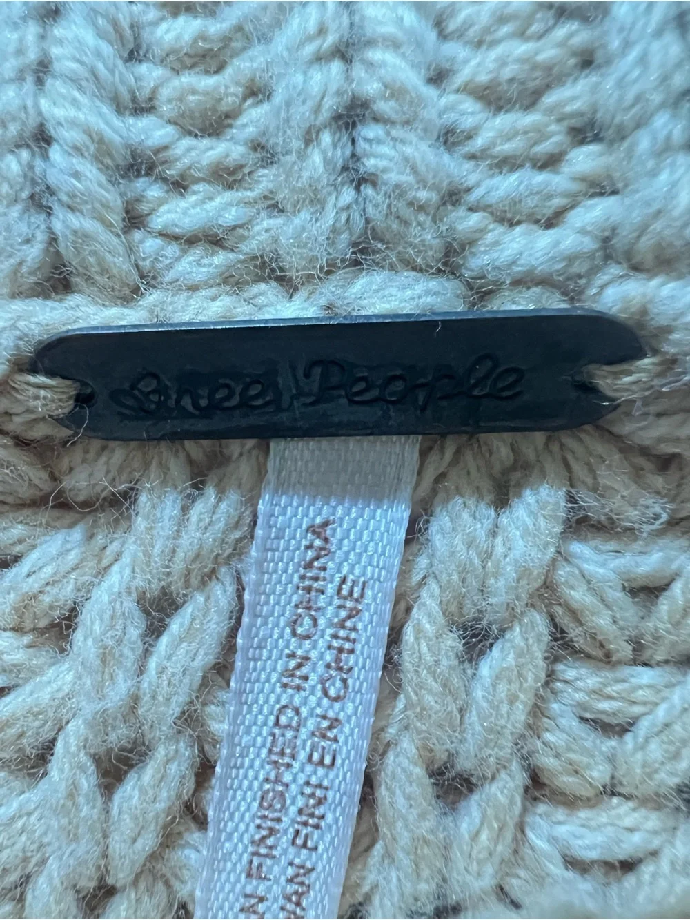 Free People Beige Open Knit Scoop Neck Sweater